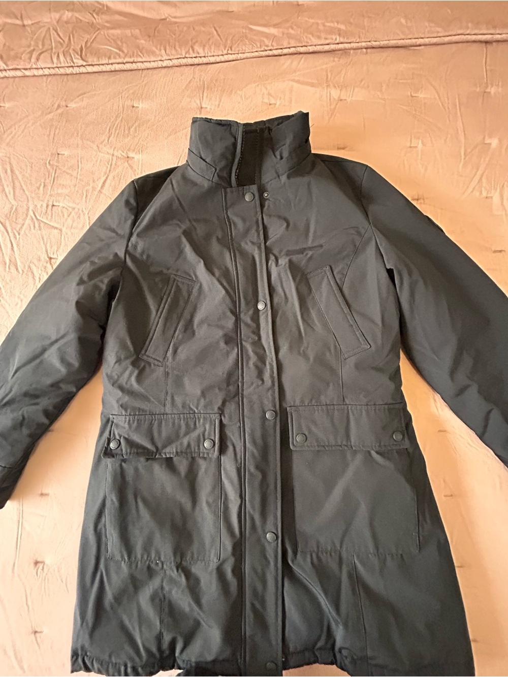 Andrew Marc Black Trench Coat with High Collar
